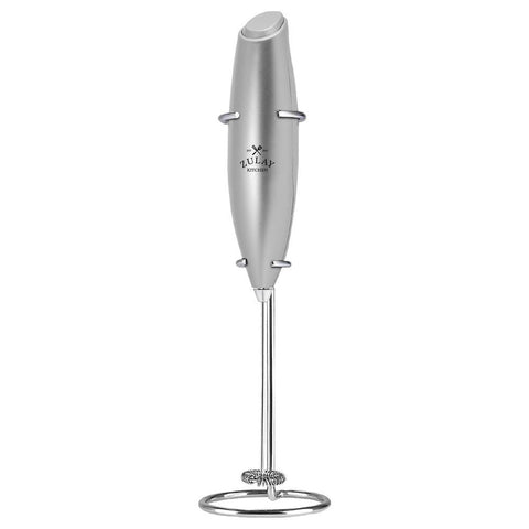 Handheld Silver Milk Frother With Stand Kitchen Zulay